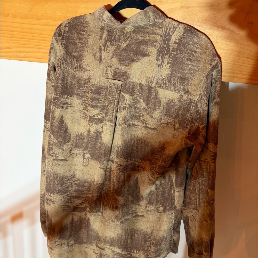 Men's Rustic Brown Patterned Button Down Shirt - image 2